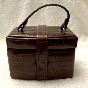 Faux Alligator Skin Portable Travel Jewelry Box Holder Organizer 2 piece